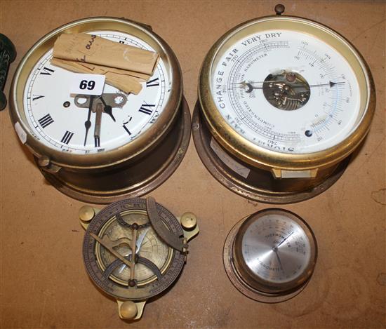 Ships compass, clock, etc (4 items)